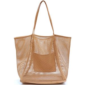 Mesh Beach Bag Womens Shoulder Handbag Toys Pool Bag Beach Accessories Organizer