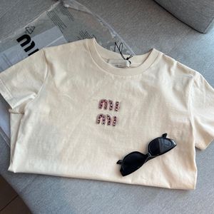 女性デザイナーTEESビーズレターボウショートスリーブTシャツトップスパーティーギフト