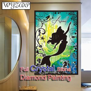 Stitch 5D Diy Diamond Painting Cartoon Mermaid Full Square Crystal Mosaic Embroidery Cross Stitch kit Crystal Diamond Art Home Decor