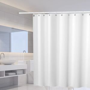 Curtains White Shower curtains Solid Color Bathroom Curtain Polyester Fabric Thicken Waterproof Mildewproof Partition Bath Curtain