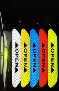 4PcsLot Car Door Open Prompt AntiCollision Reflective Stickers Tape Conspicuity Safety Caution Warning Sticker for Car Truck Tra1489016