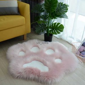 Tapetes adorável padrão de pata de gato tapete de pelúcia macio tapetes para casa e sala de estar