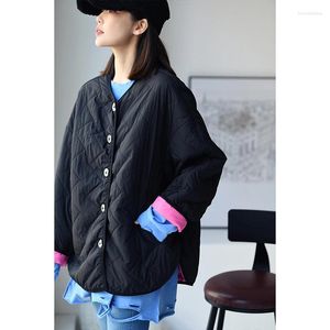 Women's Trench Coats MICOCO Y9938C Korean Version Of Casual Simple Quilted Cotton Contrast Color Loose Wool Jacket