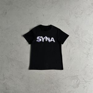 Syna World T-Shirt American Street Street Disual Hip-Hop قم بتصويره قصير الأكمام للرجال والنساء مع قميص الطباعة الكريستالية