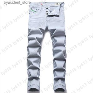 Herr jeans designer jeans män byxor diesel denim tår jeans mode trend mitt midja tvättade smala sträcka små ben byxor mens jeans l240313