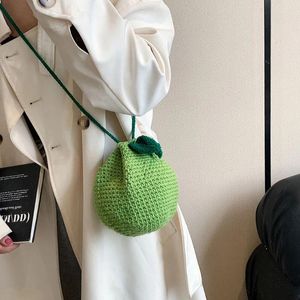 Shoulder Bags Female Bag Handmade Crocheted Purse Orange Shape Cute Fruit Pouch Daily For Girls Women