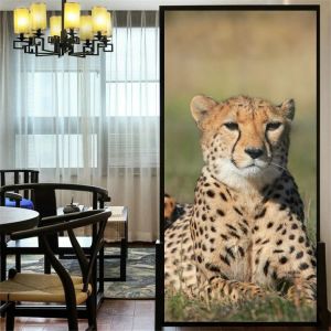 Films No Glue Static Cling Privacy Windows Film Translucence Decorative Leopard Stained Glass Window Stickers Window Tint 21