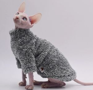 Kläder duomasumi mjuk dubblar fluffig vinterjacka värme kappa för katt förtjockning sfinx sphynx kattkläder hårlösa kattkläder