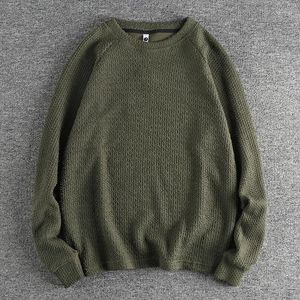 Men's Sweaters Autumn And Winter Knitted Jacquard Long Sleeved Solid Color Lazy Trend Round Neck Youth Raglan Top 441