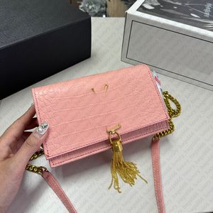 Różowe torby łańcuchowe Tassel Aligator Crossbody Torby skórzane torby komunikatorskie kobiety designerskie torby