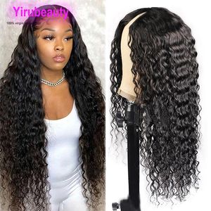 V Part Lace Wigs Wave Deep Brazilian Peruvian Indian Hair Hair Color Natural 10-32inch v Style Caps 150 ٪ 180 ٪ 210 ٪