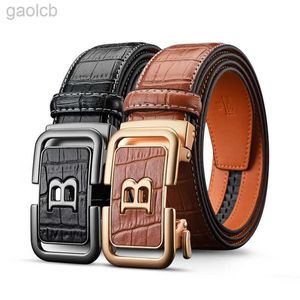 Bälten HCDW Designer Belts Automatiska äkta läderbält Men Luxury Black High Quality Work Trous Belt LDD240313