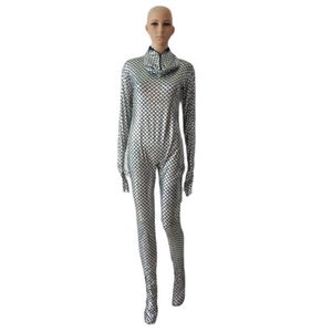 Halloween Cosplay Shiny Catsuit Costume Silver Pickele colorate Picchie Pattern Timpite per la tuta Full Body Zentai Suit Fancy Fancy