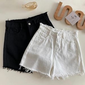 Women's Shorts High Waist White For Women Solid Loose Soft Frayed Summer Short Denim Pants Female Versatile Commute Black Jean