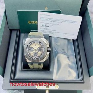 Highend Hot AP Wrist Watch Royal Oak Offshore 26420SO Smoked Desert Yellow Ceramic Ring Precision Steel Material Timing Function Mens Watch 43mm Complete Set