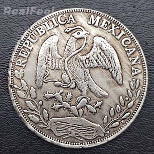 5 Stück Mexiko alte Adlermünzen 1882 8 Reales Kopie Münze Kupfer Geschenk Kunst Sammlerstück330S