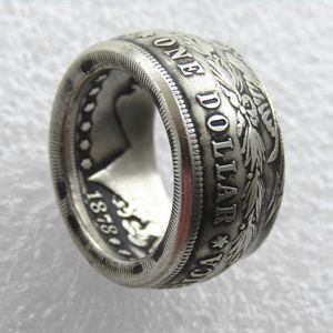 Säljer Silver Plated Morgan Silver Dollar Coin Ring 'Heads' handgjorda i storlekar 8-16 Hög kvalitet2941