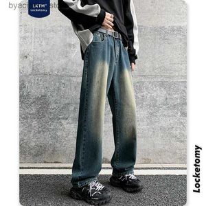 Jesienne i zimowe jeansy retro z zielonych jeansów Męskie Tide Street Plankton Handsome Ins Europe and the United States High Street Proste Pants 240222 L240313