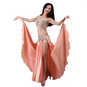 Stage Wear Performance Bellydance Clothes Outfit Hard Cup Maxi Skirt Professional Women Egyptian Belly Dance Costume Set With Under-shorts