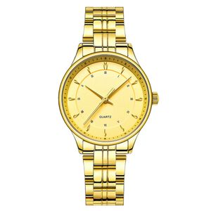 Amanti degli orologi al quarzo Orologi Donna Uomo Coppia Orologi analogici Orologi da polso in pelle Moda Casual Oro