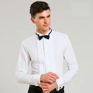 Camicie eleganti da uomo Camicia da smoking da lavoro Sociale Manica lunga Bottone classico alla francese Tinta unita Taglie forti (inclusi gemelli e papillon)