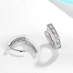 Studörhängen Real 14K White Gold Retro Dubbelskikt Hoop Earring Female Charm Handgjorda mode Fina smycken Tillbehör för kvinnor