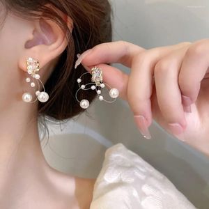 Brincos de parafuso prisioneiro 925 prata agulha tendência estilo coreano cor simples pérola orelha fecho argola para mulheres elegância fina jóias presentes