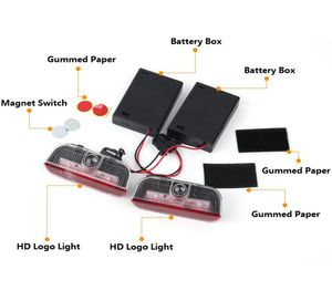 LED Door Logo Light Battery för ingen lampa VW Passat B6 Golf5 6 7 Jetta Mk5 Mk6 CC Tiguan Scirocco VW R RLine1399719