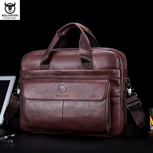 BULLCAPTAIN Mens Bag Genuine Leather Men Briefcase for Laptop 14 Messenger Business Portfolio Document A4 240313