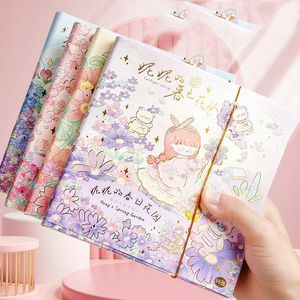 Cute Square Notebook Spring Garden Series Beautiful Soft Leather Checkered Journal Student Notepad Book 240311