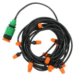Kits Fog Nozzles Irrigation Kit 5M20M Garden Automatic Spray Misting Plant Watering System with 4/7 PE Hose and Connector