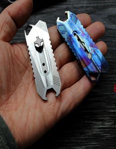 EDC TITANER TC4 Titanium Ti Utility Knife Cutter Key Chain Outdoor Multi Opener Flashlight Umbrella Cord Pendant OT2208542901