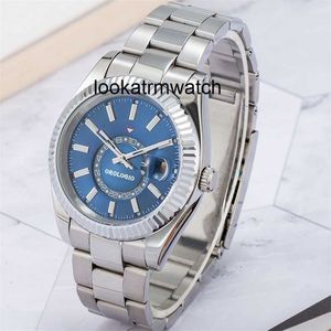 남자 시계 rlx recle fatory montre de 기계식 42mm 풀 스테인레스 스틸 수영 손목 시계 사파이어 빛나는 스카이 캘린더 시계 Orologio