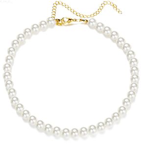 Annan trend 4 6 8 10mm White Pearl Chokers Halsband CLAVICLE CHAIN ​​FOR Women Classic Elegant Wedding Neck Jewelry Love Pendant Gift L24313