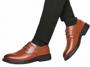 Brown Men Cowhide Dress Black Orange Shoes skórzany styl okrągłego palca miękki biznes Oxfords Homme169 S7ct#