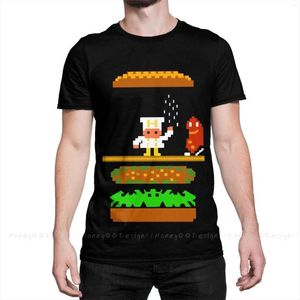 Homens camisetas Top Quality Homens Roupas 70s 80s Arcade Game T-shirt Burger Time Retro 80's O Pescoço Camisa Moda Manga Curta