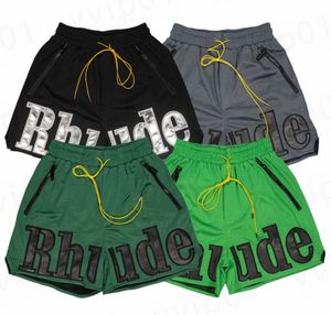 Rhude Men's Women's Designer Shorts新しいカシューフラワートレンディな刺繍セットトラックスーツトップショーツサマースポーツカジュアルルーズ通気スポーツ5番目のショーツ