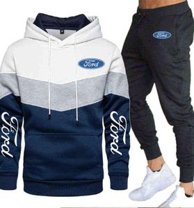 Bahar Sonbahar Modası Men039s Suits Ford Araba Baskı Gündelik Pamuk Sweatshirt Yüksek Kaliteli Hoodiepants 2preep Set5665468