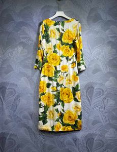 Dogg Womens Silk Dress 2024 Early Spring Womens Designer Dresses 럭셔리 브랜드 Floral Print Dress Women 섹시한 생일 드레스