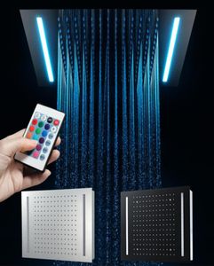 500360mm LED duş başlık tavanı gömülü yağmur duş başlıkları uzaktan kumanda LED ışık üst duş başlığı