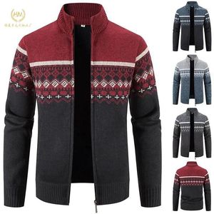 Männer Jacken Top Qualität Herbst Winter Jacke Slim Fit Stehkragen Reißverschluss Männer Solide Strickpullover Dicke Warme