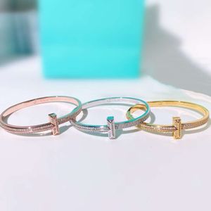 Tiffanyjewelry Tiffanybracelet Bilezik Tasarımcı Kadınlar T şeklinde elmas erkek ve kadın bakır kaplama altın moda takı