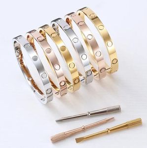 Armband designer skruvar mode lyxiga smycken mode armband 18k guldpläterad titan stål diamant kvinnors nagelarmband silver designer smycken med låda