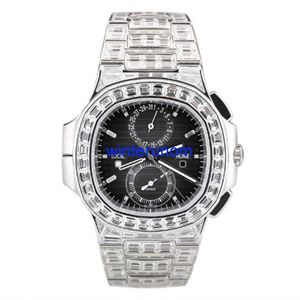 Mekaniska klockor PatekShilipes Watches 5990 White Gold Original Diamond Rock Sugar T Drill Automatic Mechanical Men's Watch Dial 40.5 MMHBJV