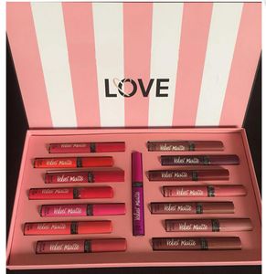 Set trucco rossetto liquido 15 colori love velet set lucidalabbra opaco box 15 pezzi set lucidalabbra con sacchetto di carta per donna DHL 5005662