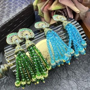 Stud Earrings Europe And The United States Vintage Color Pendant Fringe Jewelry For Woman Trend Brand