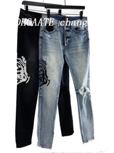 Gallary Dept Men's Jeans Designers Jean Hombre byxor män broderi lapptäcke rippade för trendmärke Motorcykelbyxa Mens Skinny 841598933