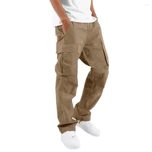 Pantaloni da uomo Pantaloni sportivi attivi versatili con elastico in vita, tessuto traspirante e tasche multiple in kaki/grigio/nero/blu scuro