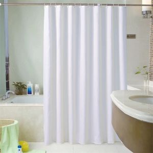 Curtains Solid Color Bath Curtain White Simple Shower Curtains High Quality Waterproof Comfortable For Bathroom with 12pcs Plastic Hooks