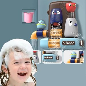 Baby Badespielzeug DIY Marmor Rennlauf Montageschiene Badezimmer Badewanne Kinder spielen Wasserspray Spielzeug Set Stapelspielzeug für Kinder 240228